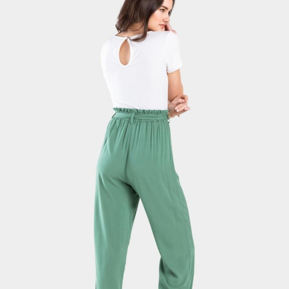 Green & White Paperbag Jumpsuit